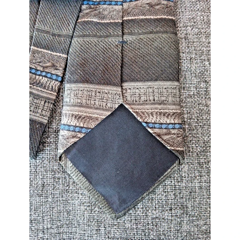 Tie 70s 80s 90s Y2K Mens Croft And Barrow Silk Gray Black Blue 4 Wide 59 Long